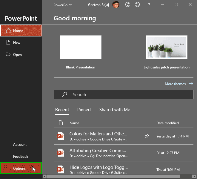 Access Options in PowerPoint Access Options in PowerPoint