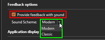 Option to provide feedback with sound Option to provide feedback with sound