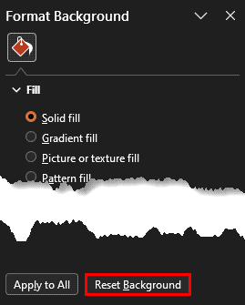 Reset Background button