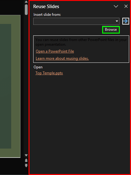 Reuse Slides task pane