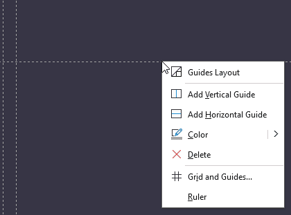 Right-click a horizontal guide Right-click a horizontal guide