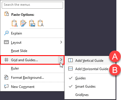 Right-click menu options Right-click menu options
