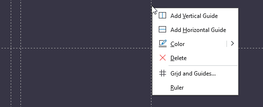 Right-click on a selected guide Right-click on a selected guide