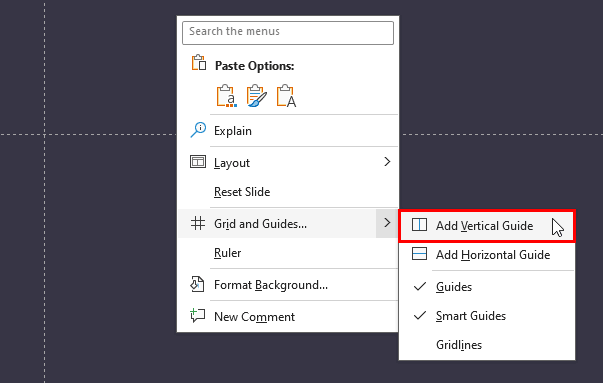 Right-click on an empty area of the slide Right-click on an empty area of the slide