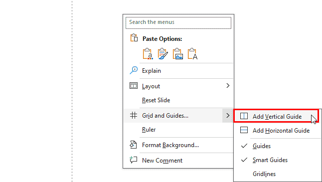 Right-click on any area