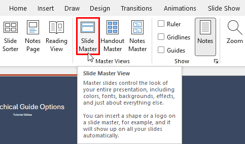 Slide Master button Slide Master button