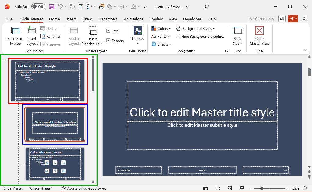 Slide Master selected Slide Master selected