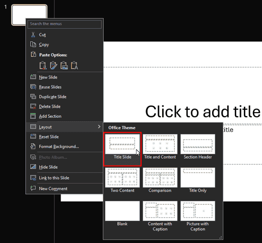 Change Slide Layout in PowerPoint 365 for Windows