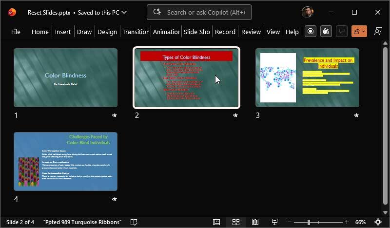 Slide selected within the Slide Sorter view