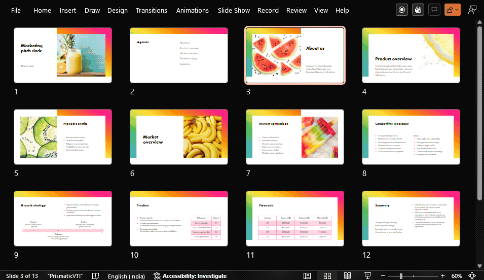 Slides selected within Slide Sorter view