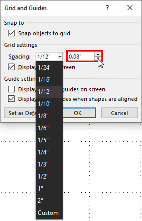 Spacing drop-down list