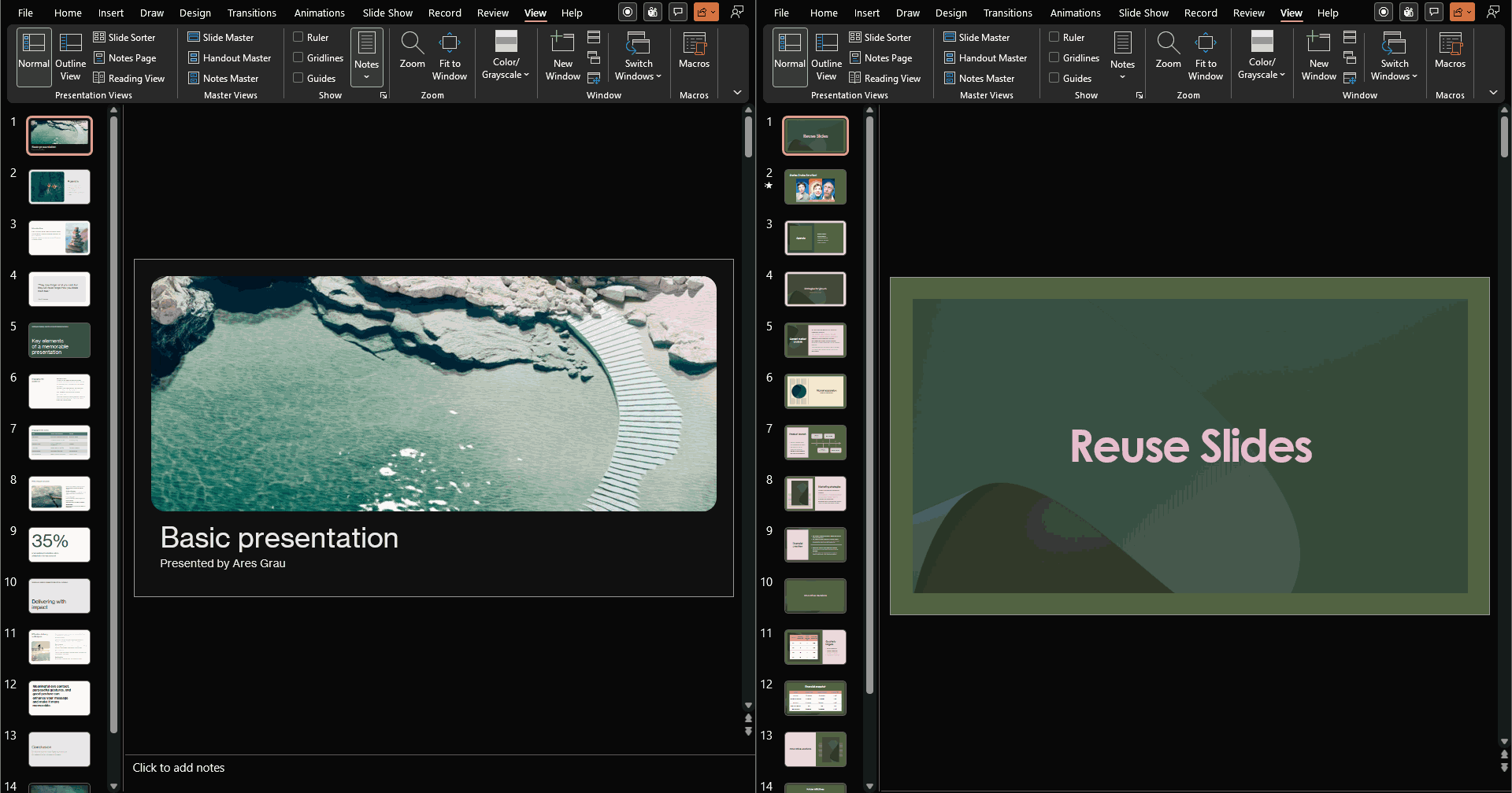Stacked presentation windows