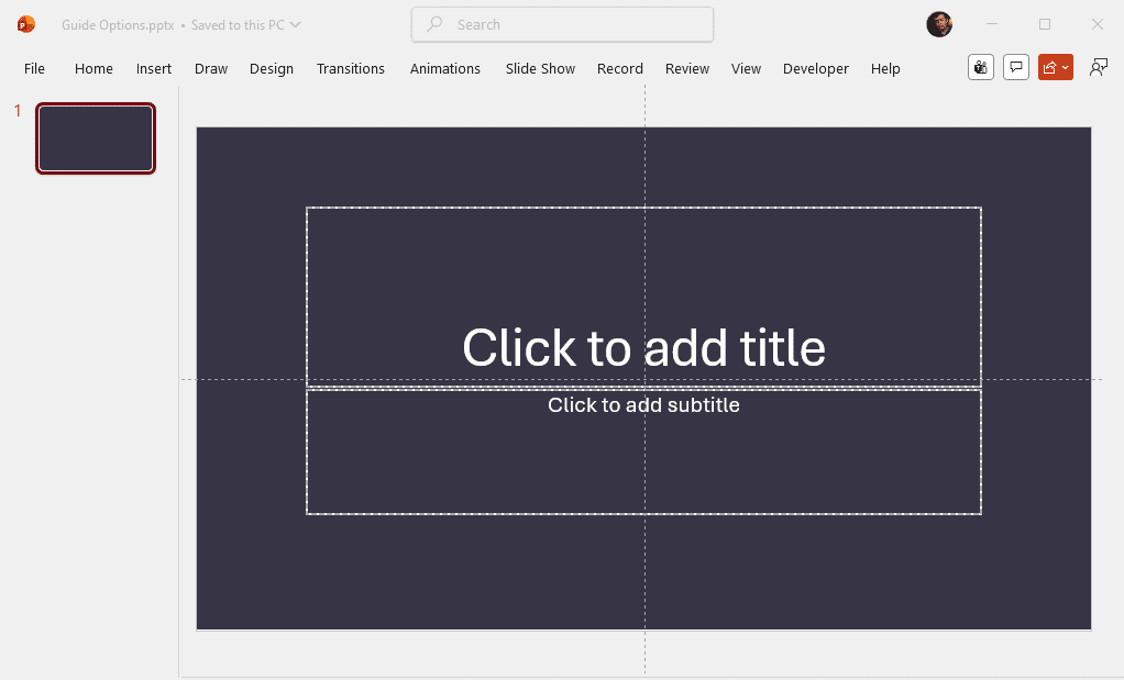 Visible guides in PowerPoint Visible guides in PowerPoint