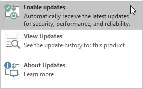 Enable updates Enable updates