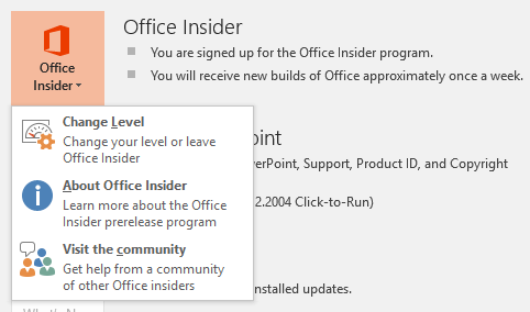 Office Insider fly-out menu Office Insider fly-out menu
