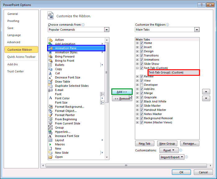 Custom group selected Custom group selected