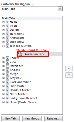 Command added within custom group Command added within custom group