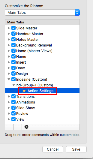 Command added within custom group