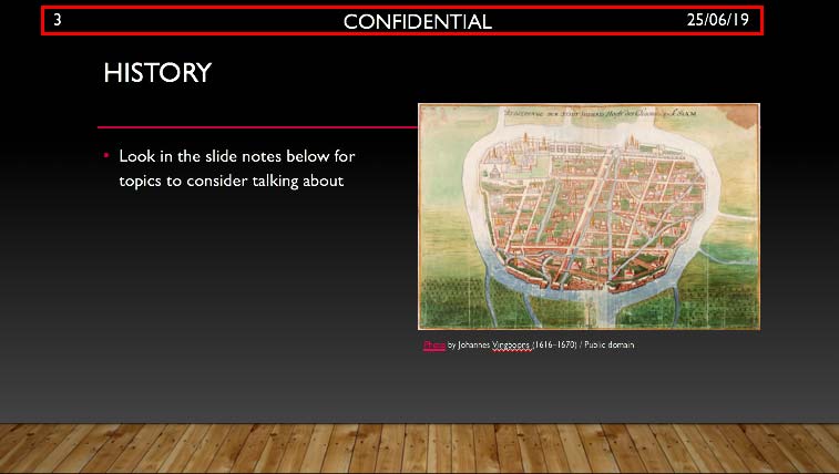 Footer moved to the top of the slide