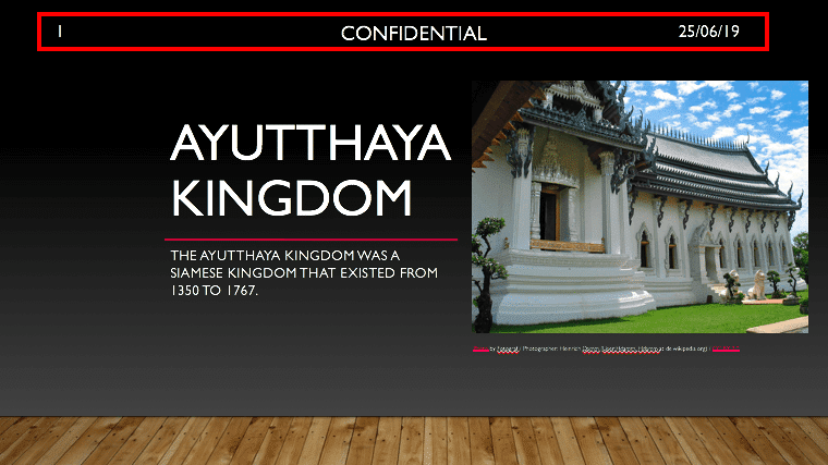 Footer moved to the top of the slide