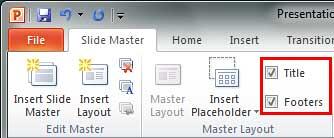 Title and Footers check-boxes
