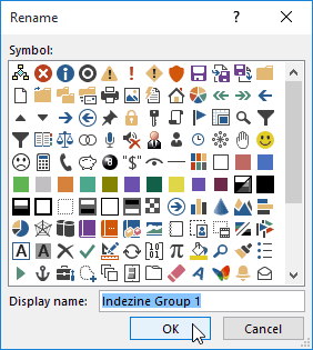 Custom group Rename window Custom group Rename window