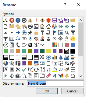 Custom group Rename window