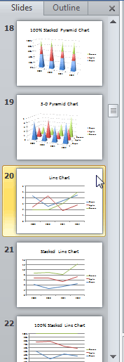 Slide selected within the Slides pane Slide selected within the Slides pane