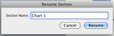 New name typed within the Rename Section dialog box New name typed within the Rename Section dialog box