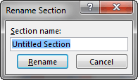 Rename Section dialog box