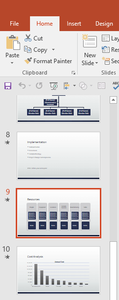Slide selected within the Slides pane Slide selected within the Slides pane