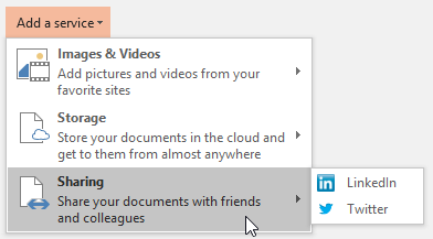 Sharing sub-menu Sharing sub-menu