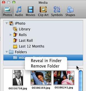 Options within the contextual menu after right clicking the added folder Options within the contextual menu after right clicking the added folder