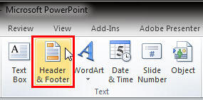 Header & Footer button
