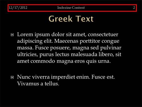 Footer moved to the top of the slide
