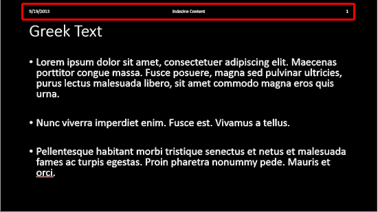 Footer moved to the top of the slide