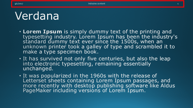 Footer moved to the top of the slide Footer moved to the top of the slide