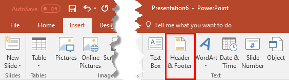 Header & Footer button