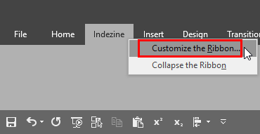 Customize the Ribbon option