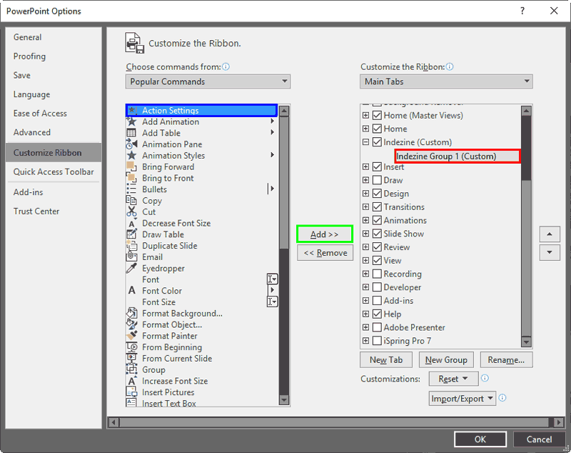 Custom group selected