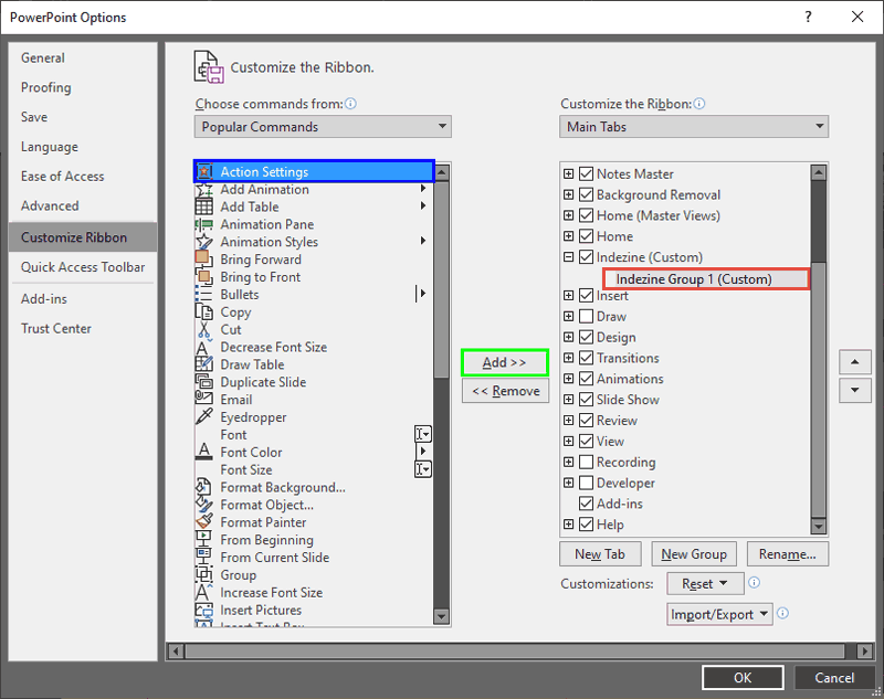 Custom group selected Custom group selected