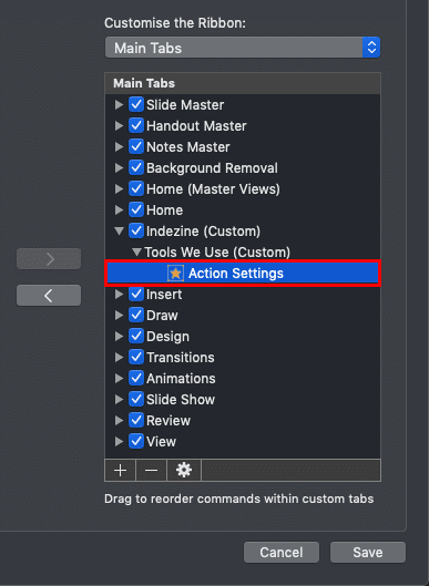 Command added within custom group Command added within custom group