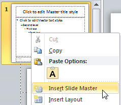 Insert Slide Master option within the contextual menu