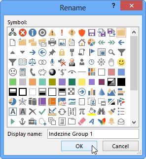 Custom group Rename window