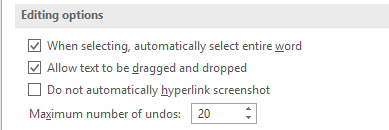 Editing Options Editing Options