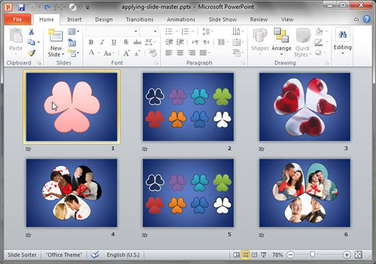 Slide selected within Slide Sorter view