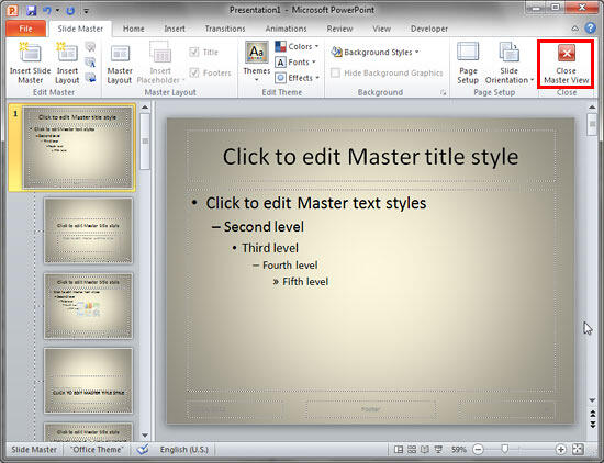 Background Style changed within Slide Master view