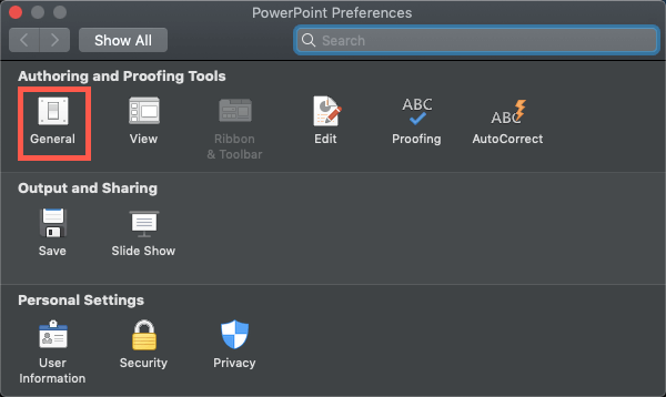 PowerPoint Preferences