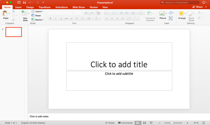 Blank presentation with one slide