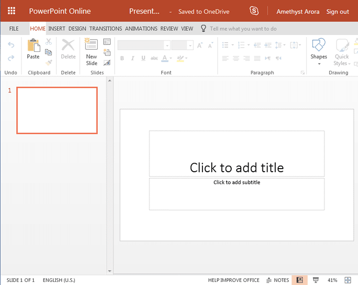 Blank presentation with one slide